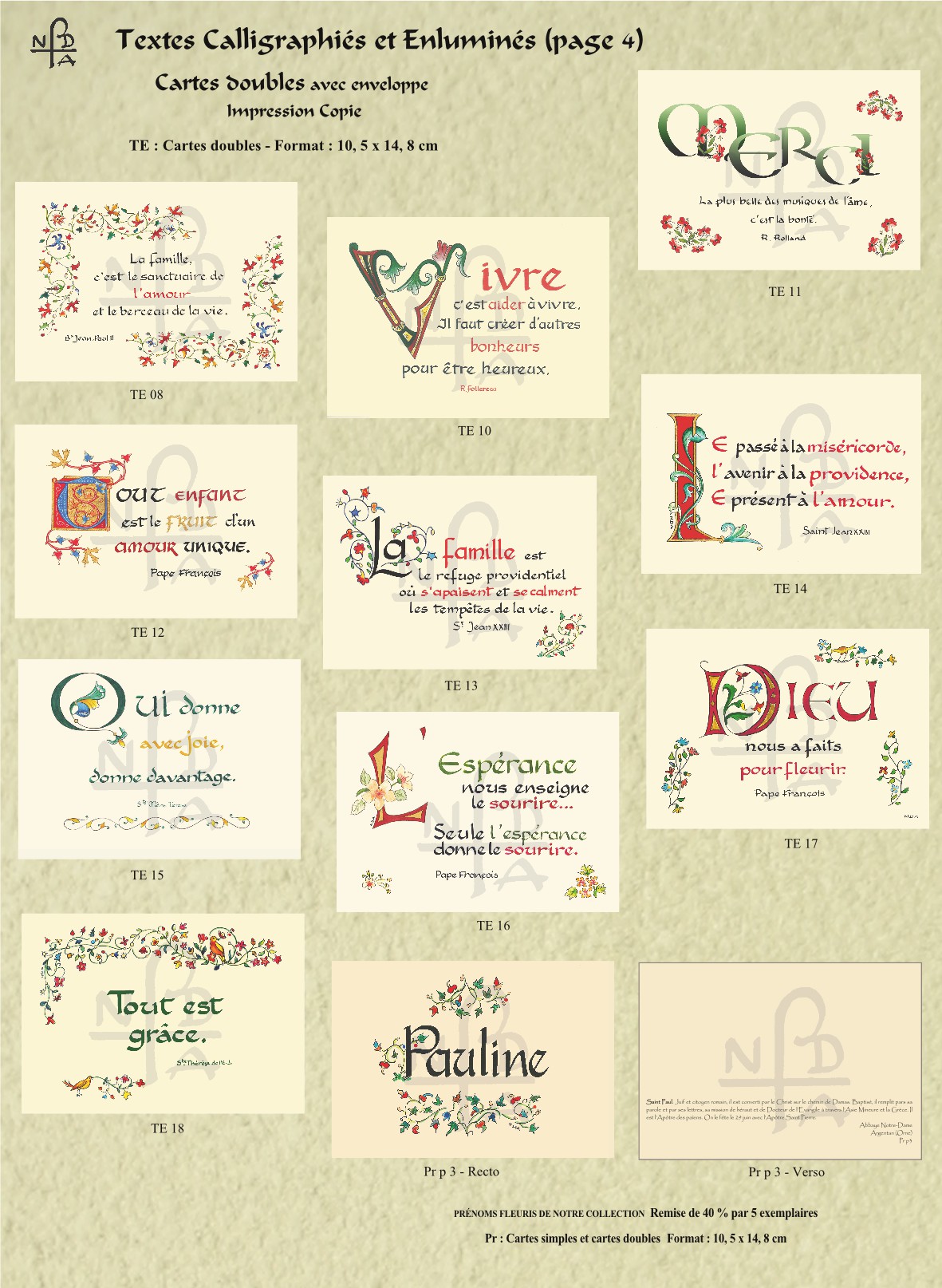 Abbaye Argentan Cartes Calligraphiées et enluminées page 4